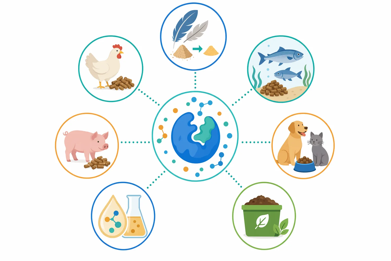 Keratinase-treated feather protein is most relevant to feather meal improvement, pet food hydrolysate development, aquafeed ingredient exploration and poultry by-product upgrading.