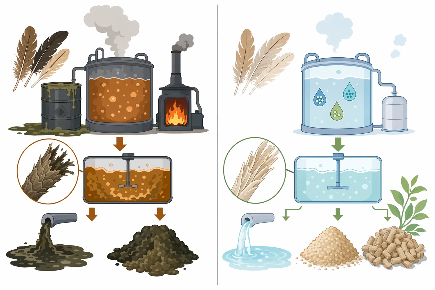 Acid, neutral, and alkaline proteases hydrolyze accessible proteins, while keratinase is distinguished by activity against disulfide-reinforced keratin materials such as feathers, hair, wool, and horn.