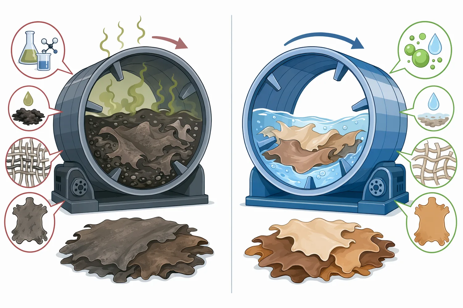 Acid, neutral, alkaline, and keratin-active proteases differ in process context, target function, and quality risks in leather production.