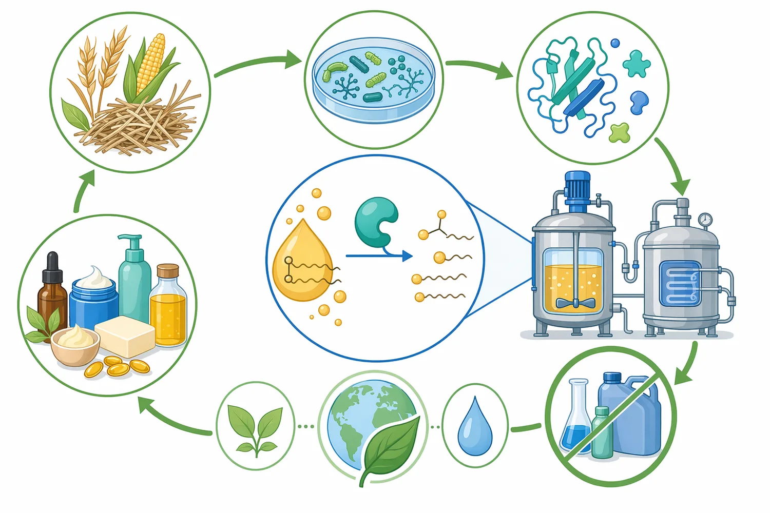 Lipase can support green-chemistry goals when mild biocatalysis, renewable inputs, efficient recovery, and lower waste are achieved in the full process.