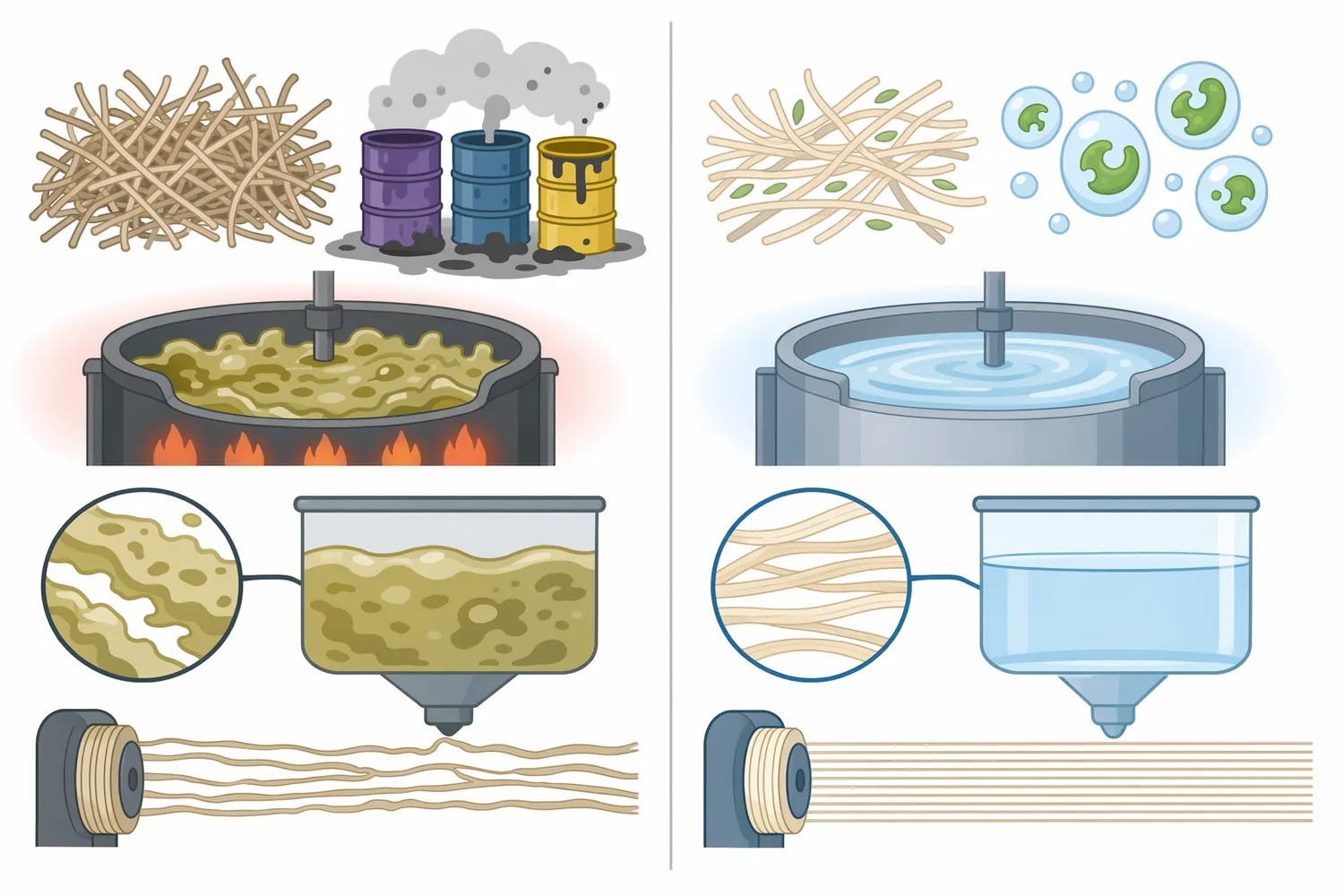 Enzymatic activation differs from mechanical, chemical, and no-activation routes by selectively modifying accessible cellulose regions under aqueous conditions.