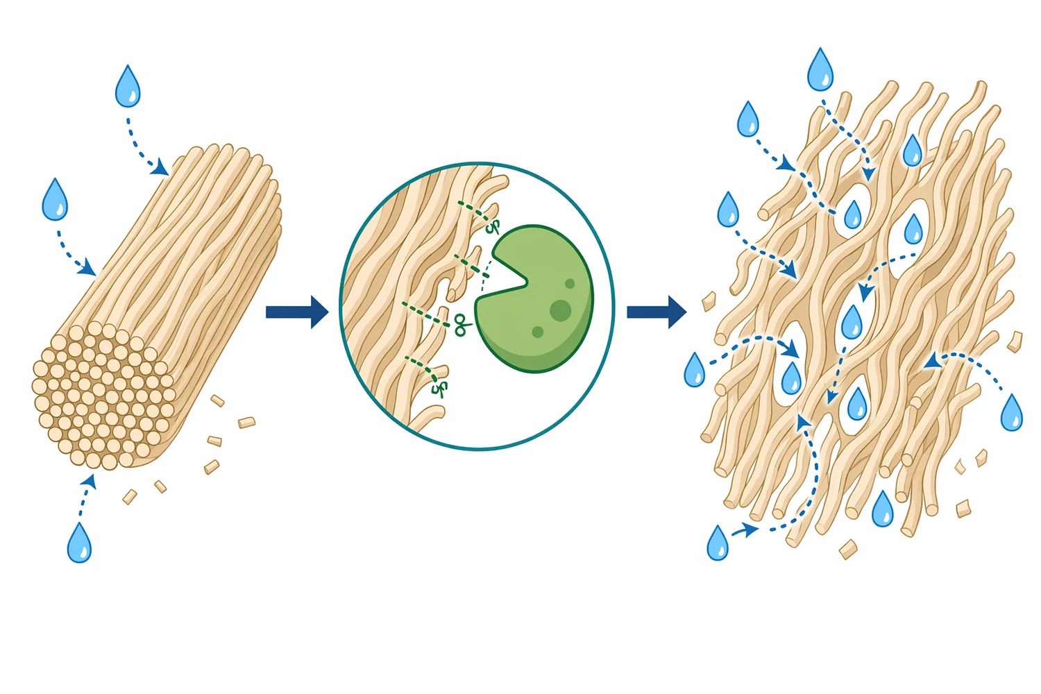 Controlled activation improves wetting, swelling, dissolution readiness, and residue reduction when accessibility is the limiting pulp factor.