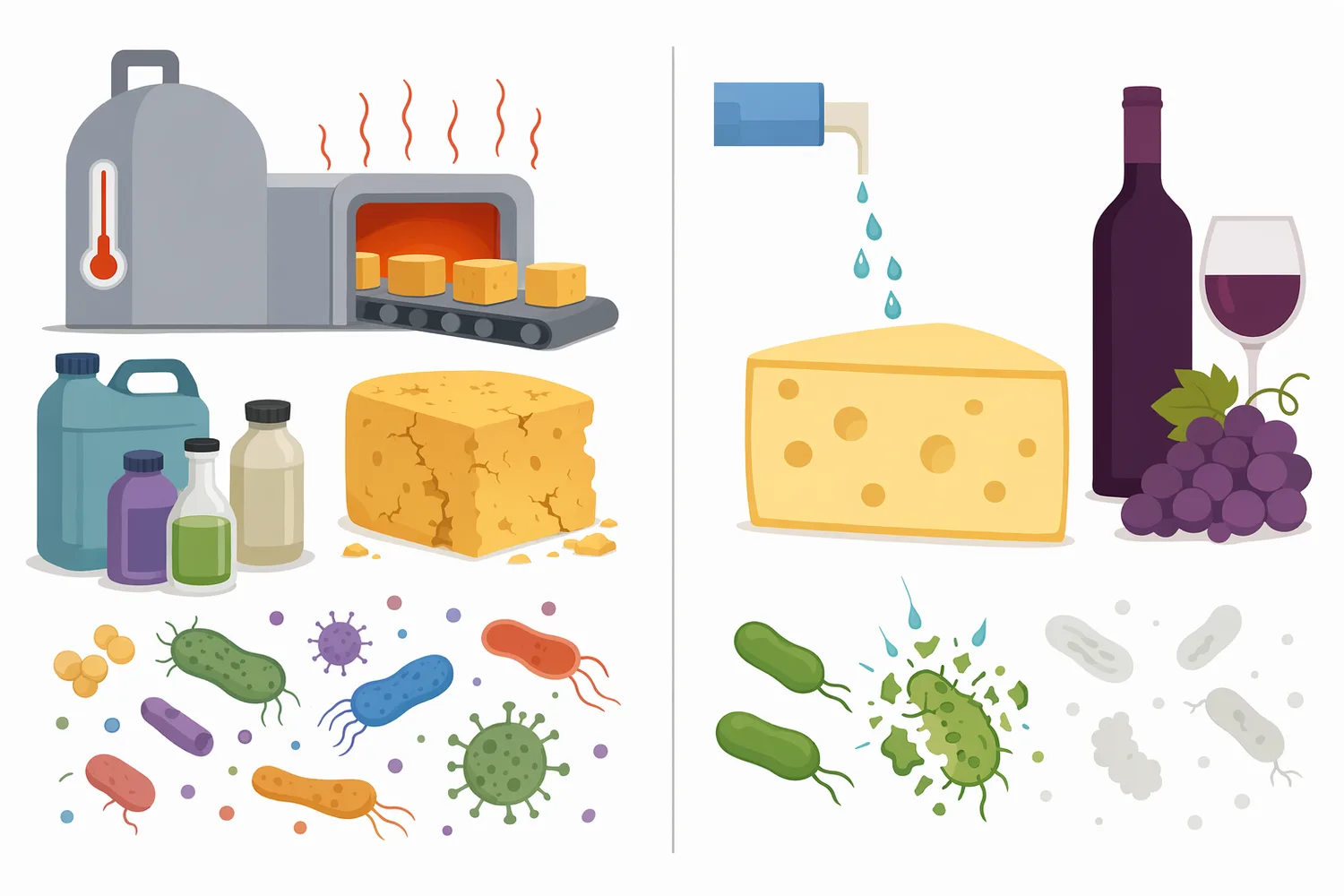 Lysozyme provides targeted cell-wall cleavage that complements broader hurdles such as acidity, heat, water-activity control, packaging, and antimicrobial surfaces.
