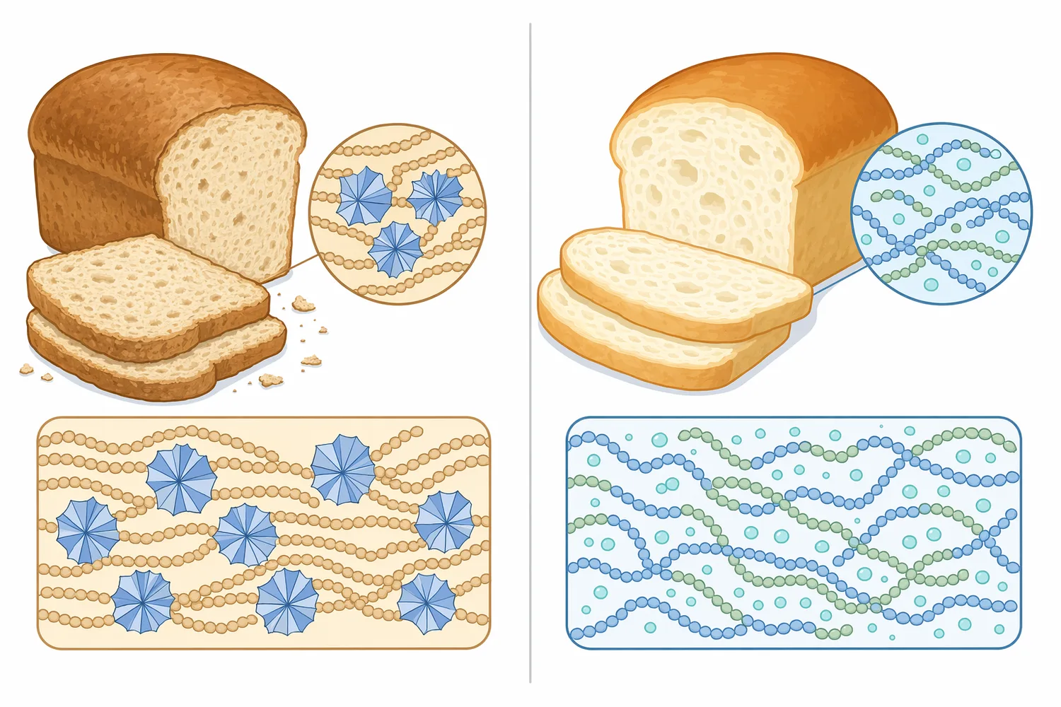 Maltogenic amylase differs from other baking enzymes because its main target is starch-based softness retention rather than gluten relaxation, dough handling, or lipid modification.