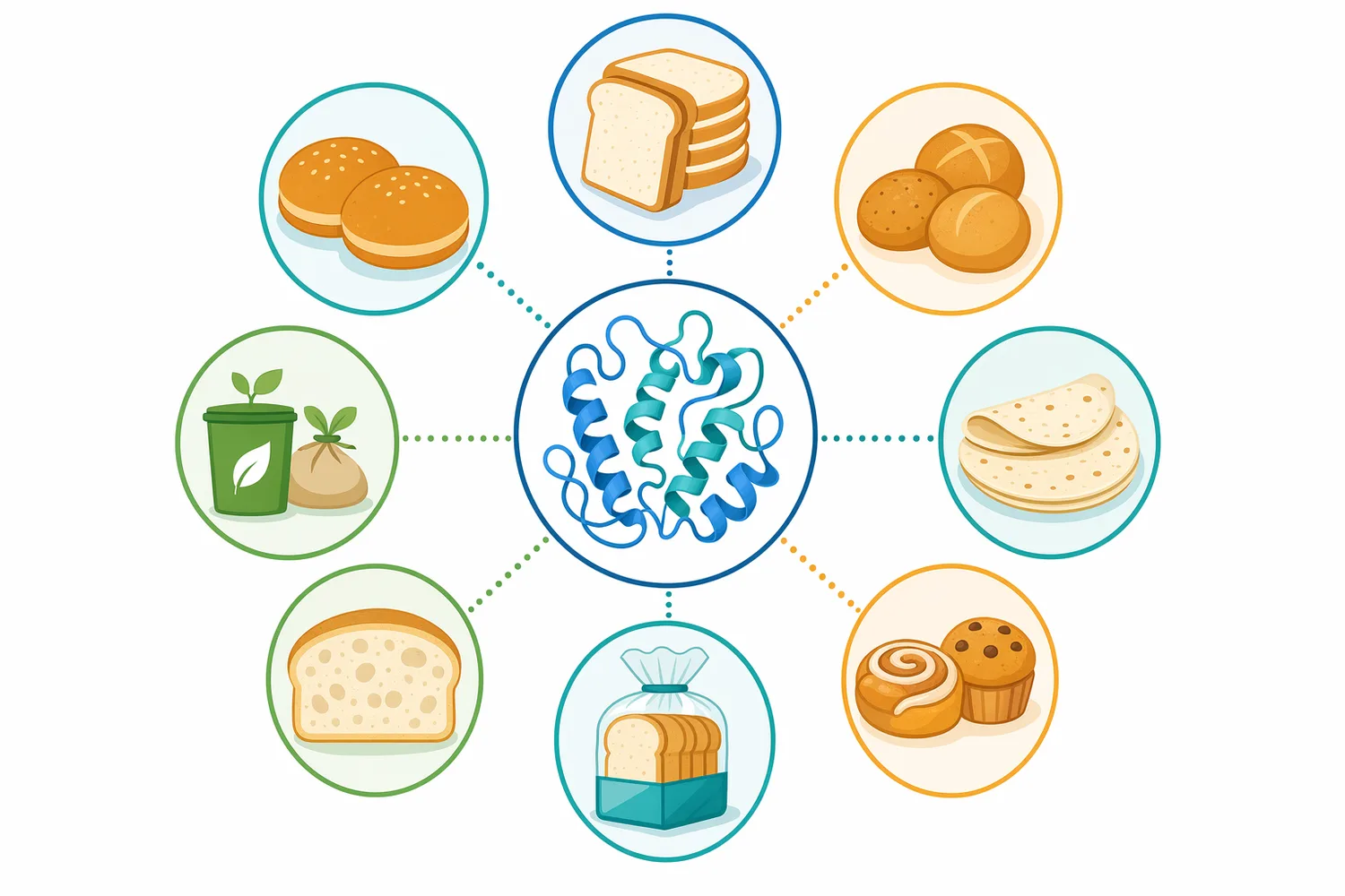 Maltogenic amylase is most relevant in starch-rich baked foods where softness, pliability, and delayed firming are quality targets.