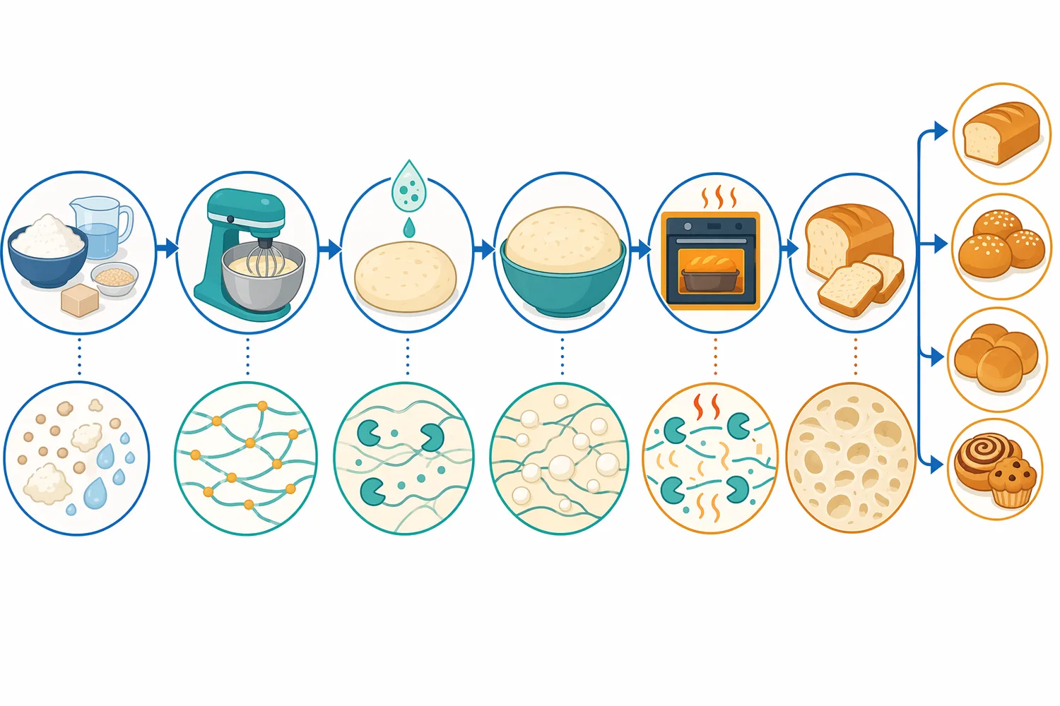 Maltogenic amylase performance depends on the processing window in which heat and moisture make starch accessible before the crumb structure fully sets.