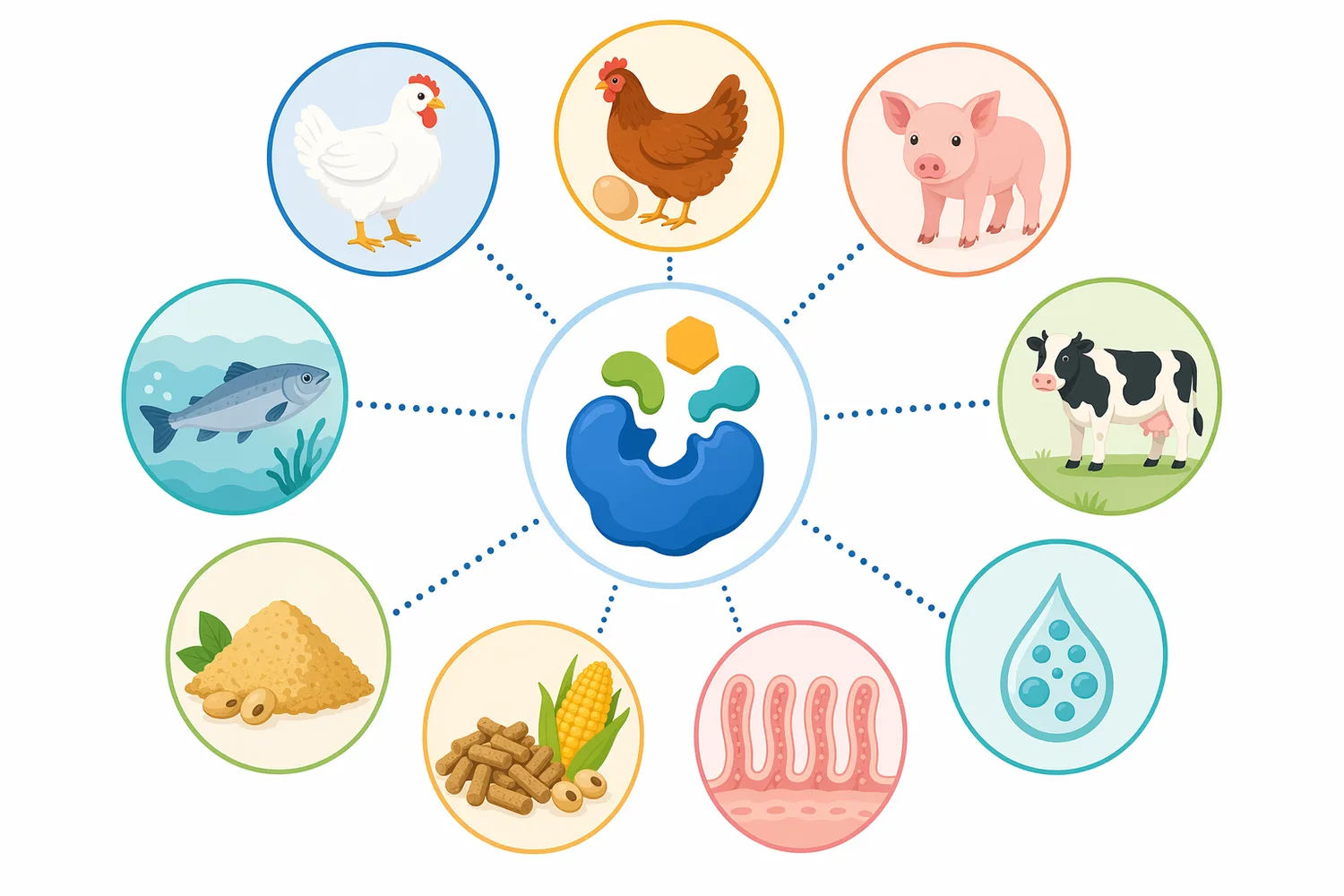 Mannanase is most relevant in formulas containing mannan-bearing ingredients such as soybean meal, palm kernel meal, copra-type meals and sesame meal.