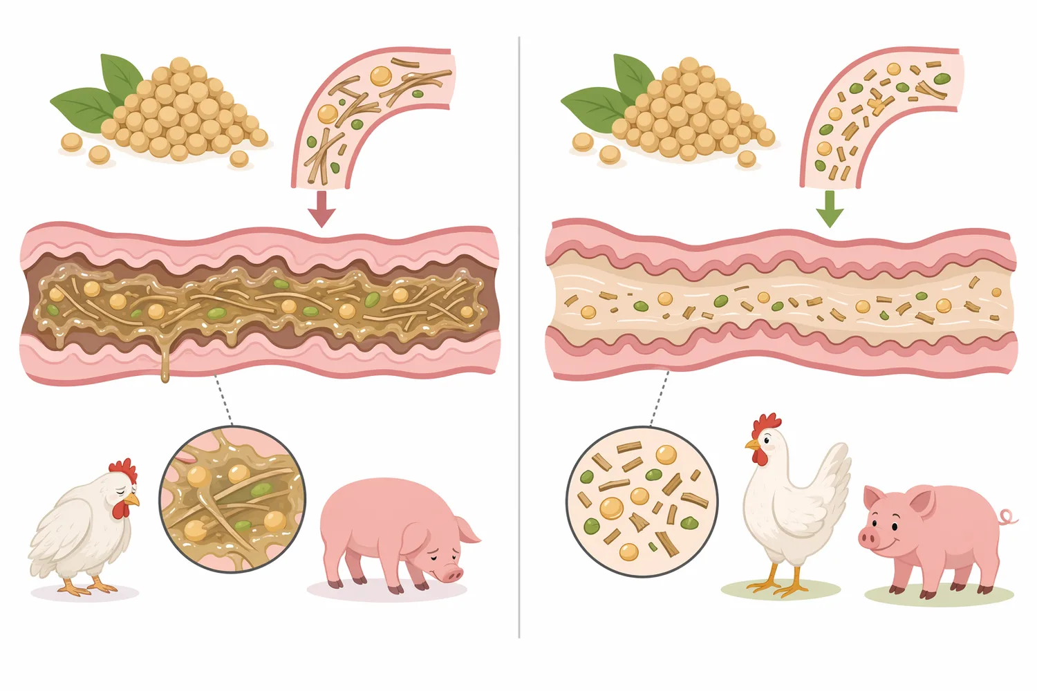 Feed enzymes are not interchangeable because mannanase, xylanase, cellulase, phytase and protease target different feed substrates.