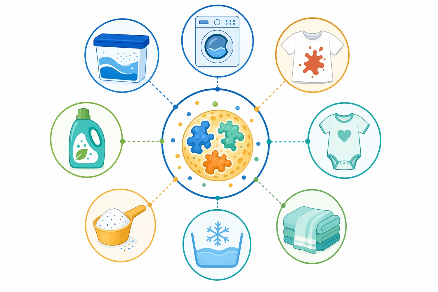 Mannanase is relevant wherever gum-thickened foods or personal-care residues form sticky films on fabrics, dishes, utensils, or hard surfaces.