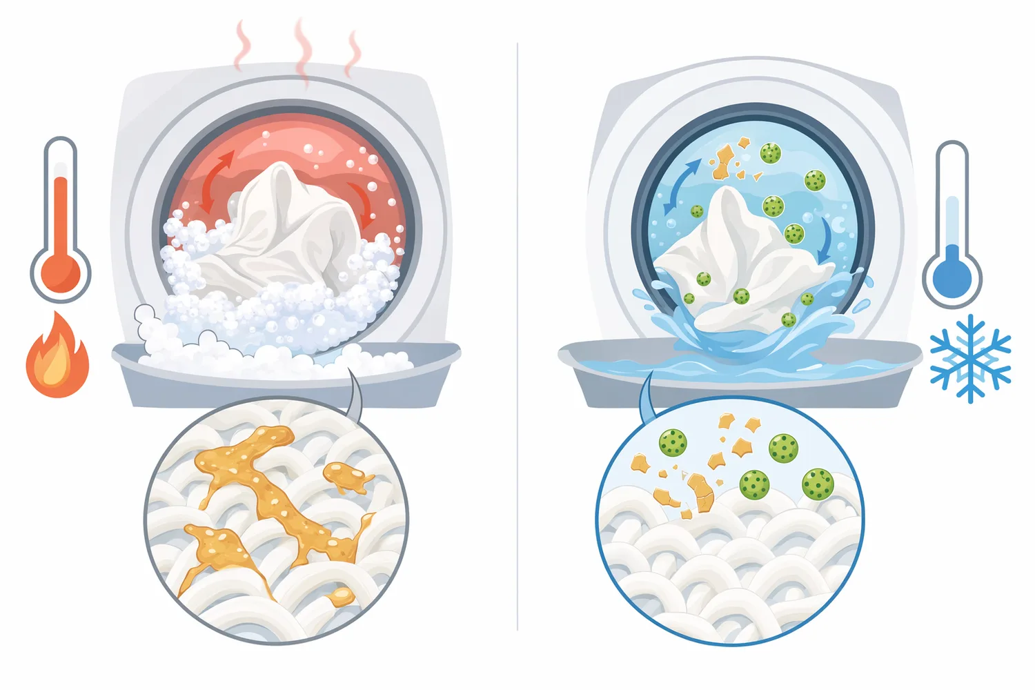 Different detergent enzymes address different stain chemistries, with mannanase adding coverage for mannan-rich gum binders rather than replacing protease, amylase, lipase, or cellulase.