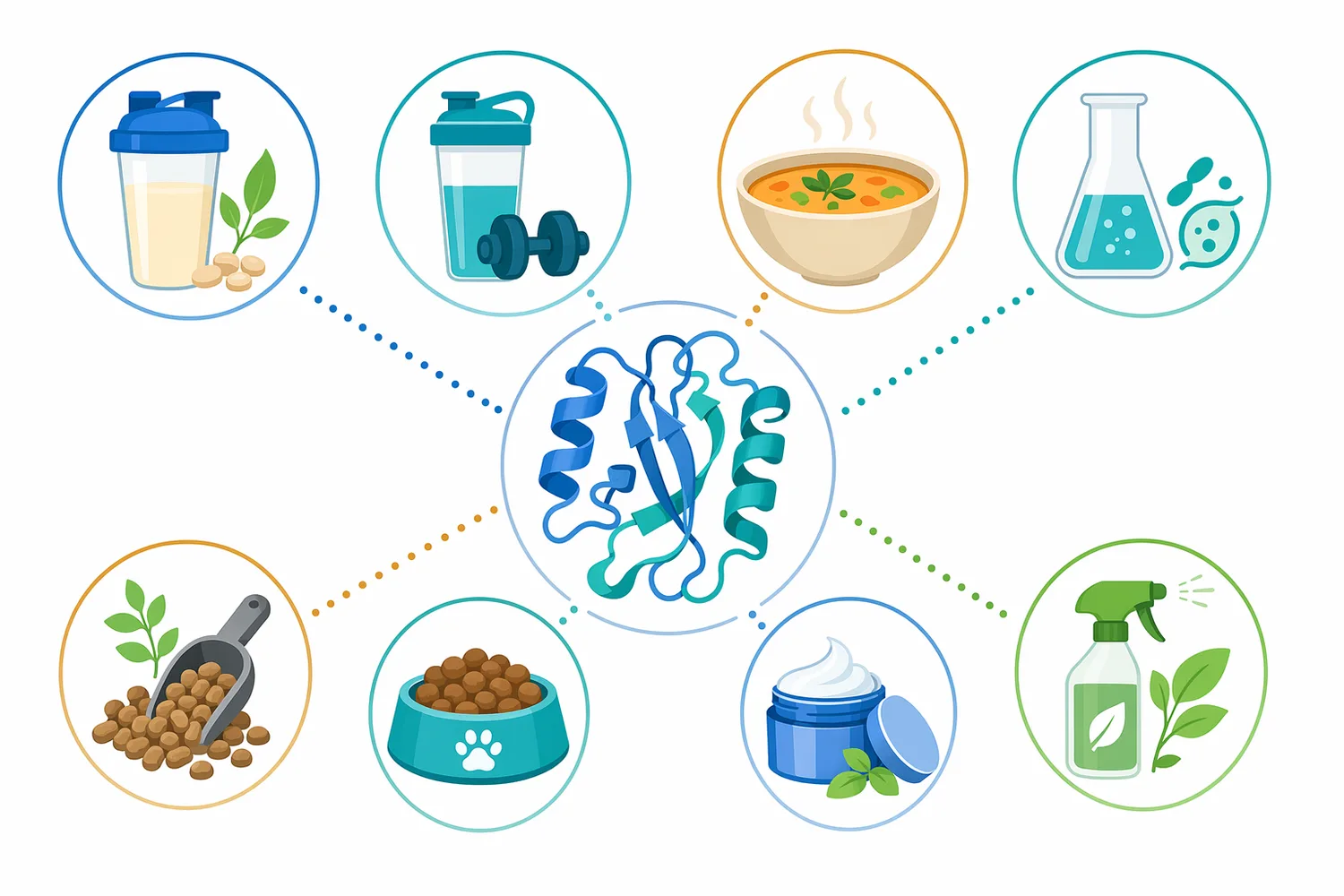 Neutral Bacillus protease is used to make plant protein hydrolysates for nutrition, flavor, fermentation, feed, pet food, cosmetic, and biostimulant applications.