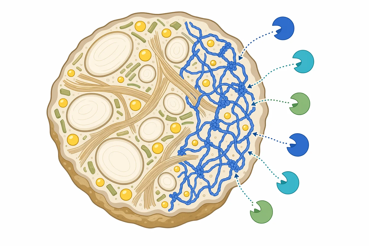 Neutral protease acts on the protein fraction of grain-based distillation streams rather than replacing starch-converting enzymes.