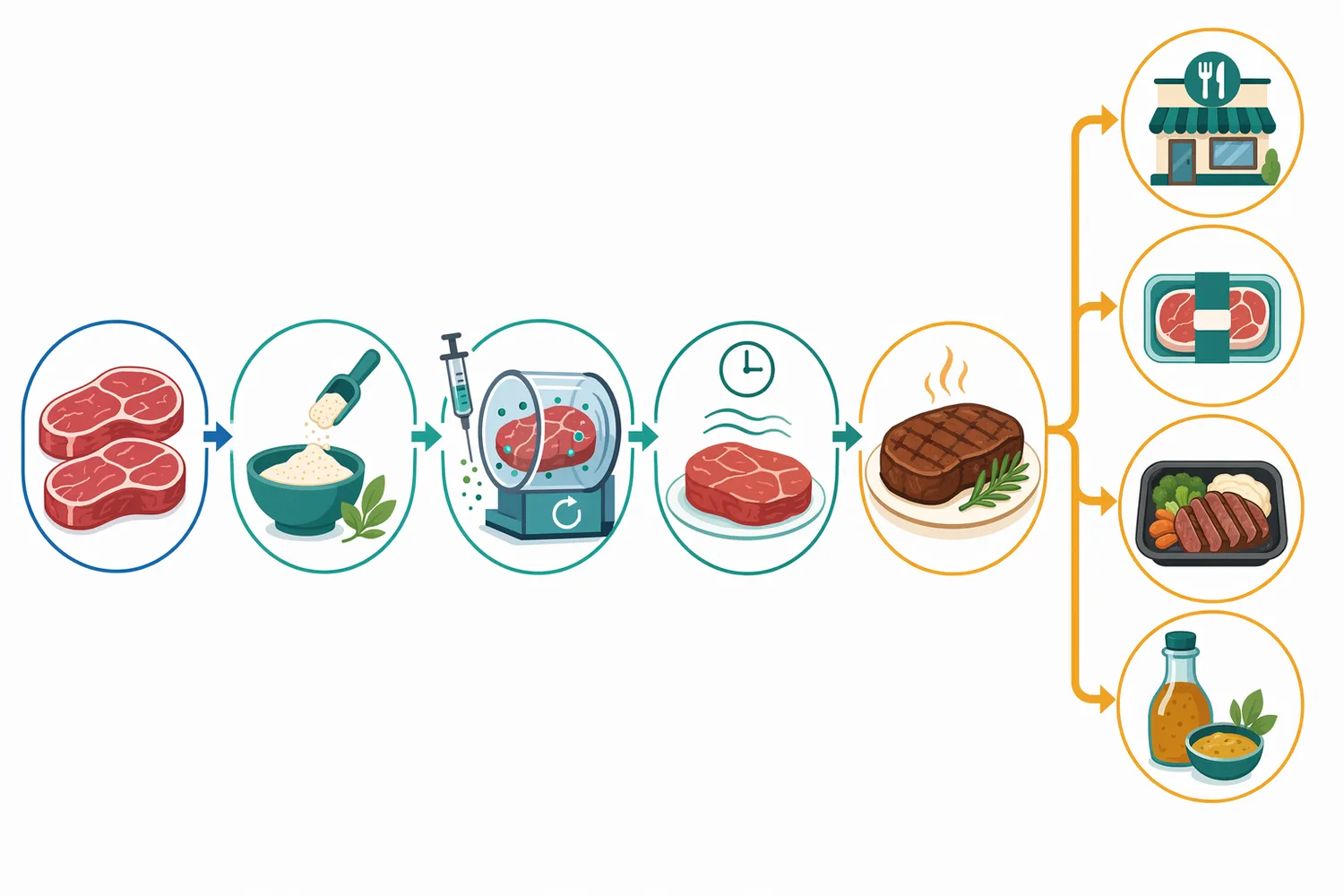 Marinades, brines, tumbling, and surface treatments help distribute papain so it can contact meat proteins before cooking.