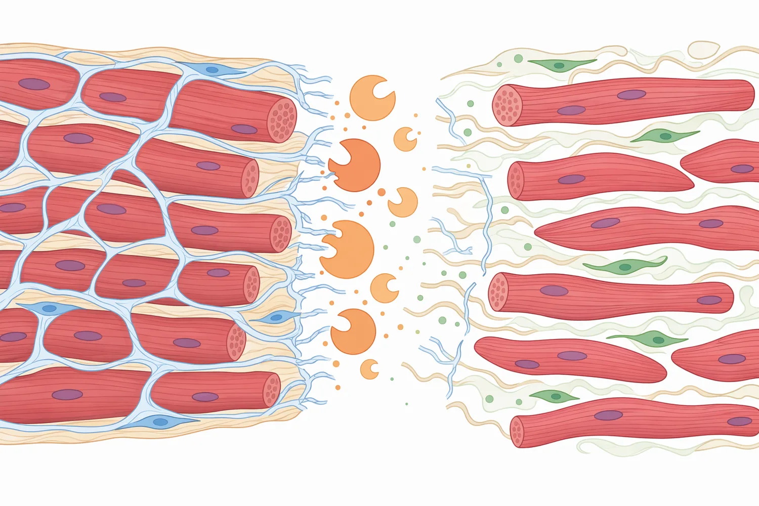 Papain tenderizes meat by partially cleaving muscle and connective-tissue proteins that contribute to chew resistance.