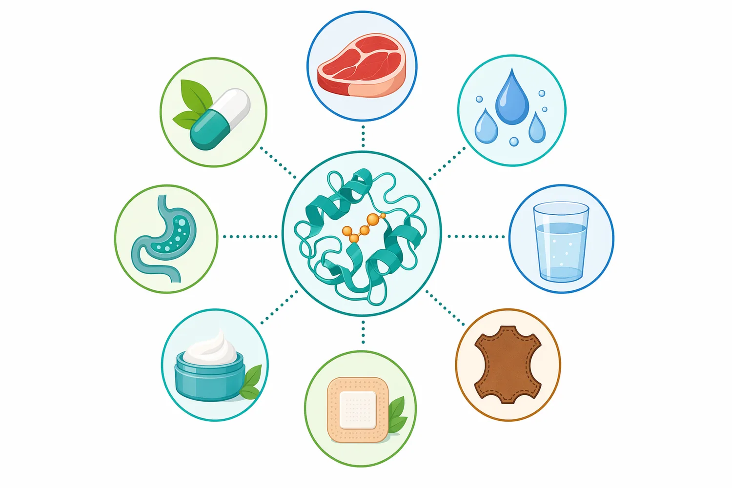Papain’s broad protease activity supports meat tenderizing, protein hydrolysates, cosmetic exfoliation, feed concepts and technical protein digestion.