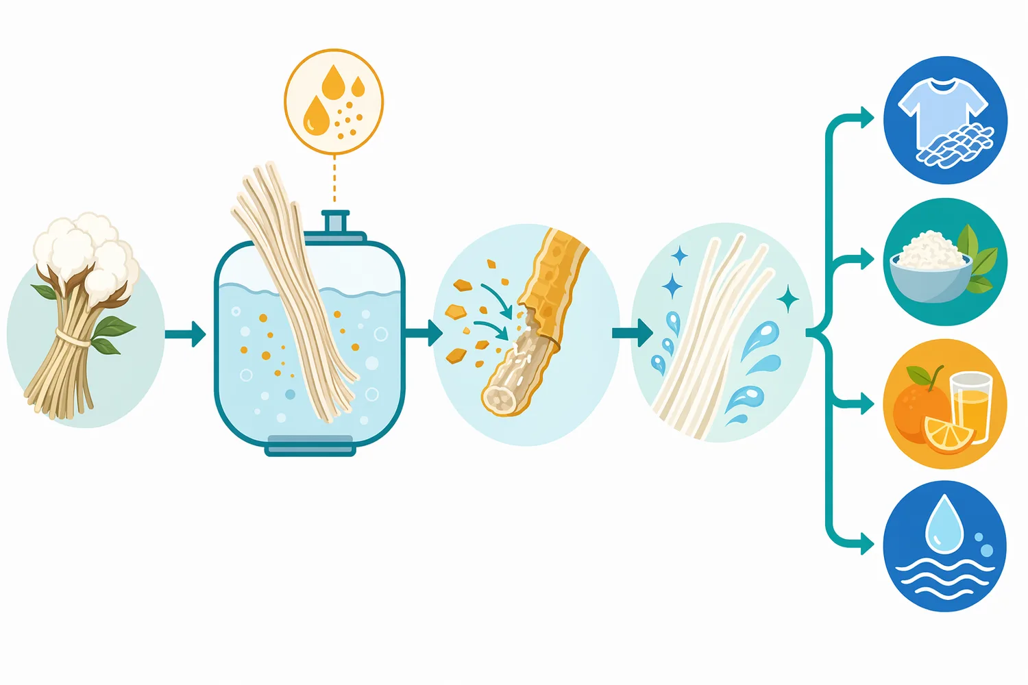 Industrial pectate lyase removes pectic substances from plant materials under mild alkaline processing conditions.