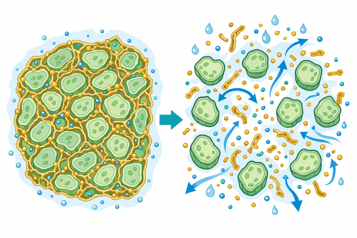 Breaking down pectin can reduce tissue cohesion and make embedded plant components more accessible.