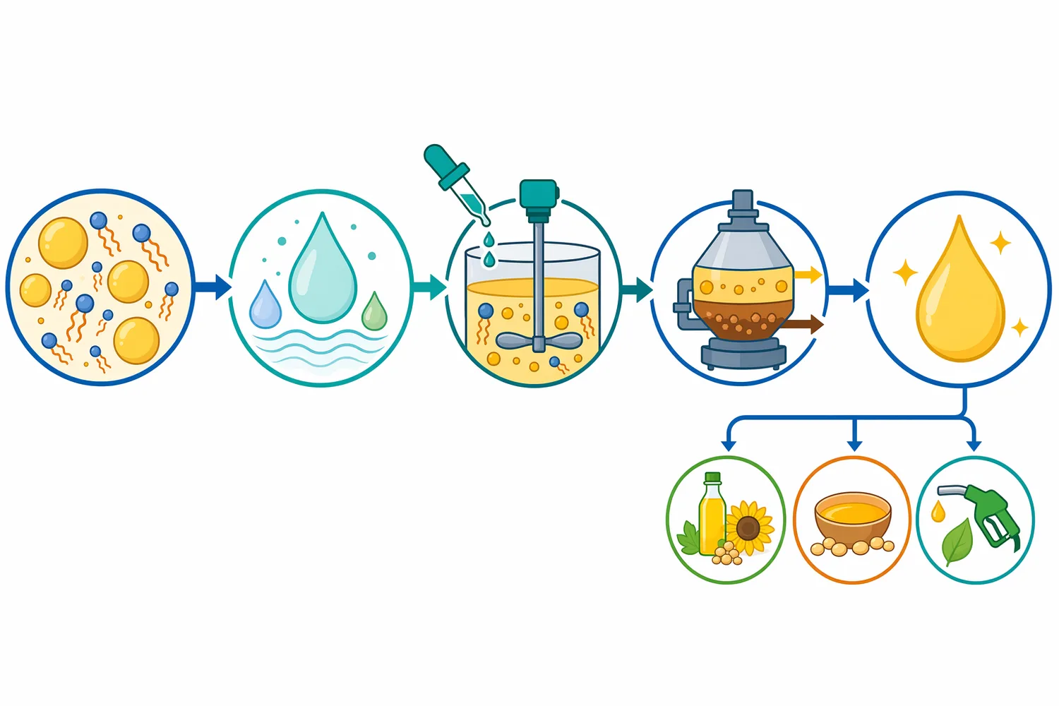Industrial phospholipase workflows commonly convert hydratable and nonhydratable phospholipids into separable products during enzymatic oil degumming.