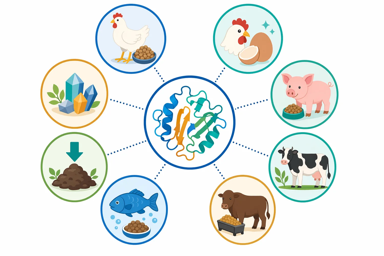 Poultry is the best-established use case for phytase because cereal- and oilseed-meal diets contain phytate and birds have limited endogenous phytase activity.