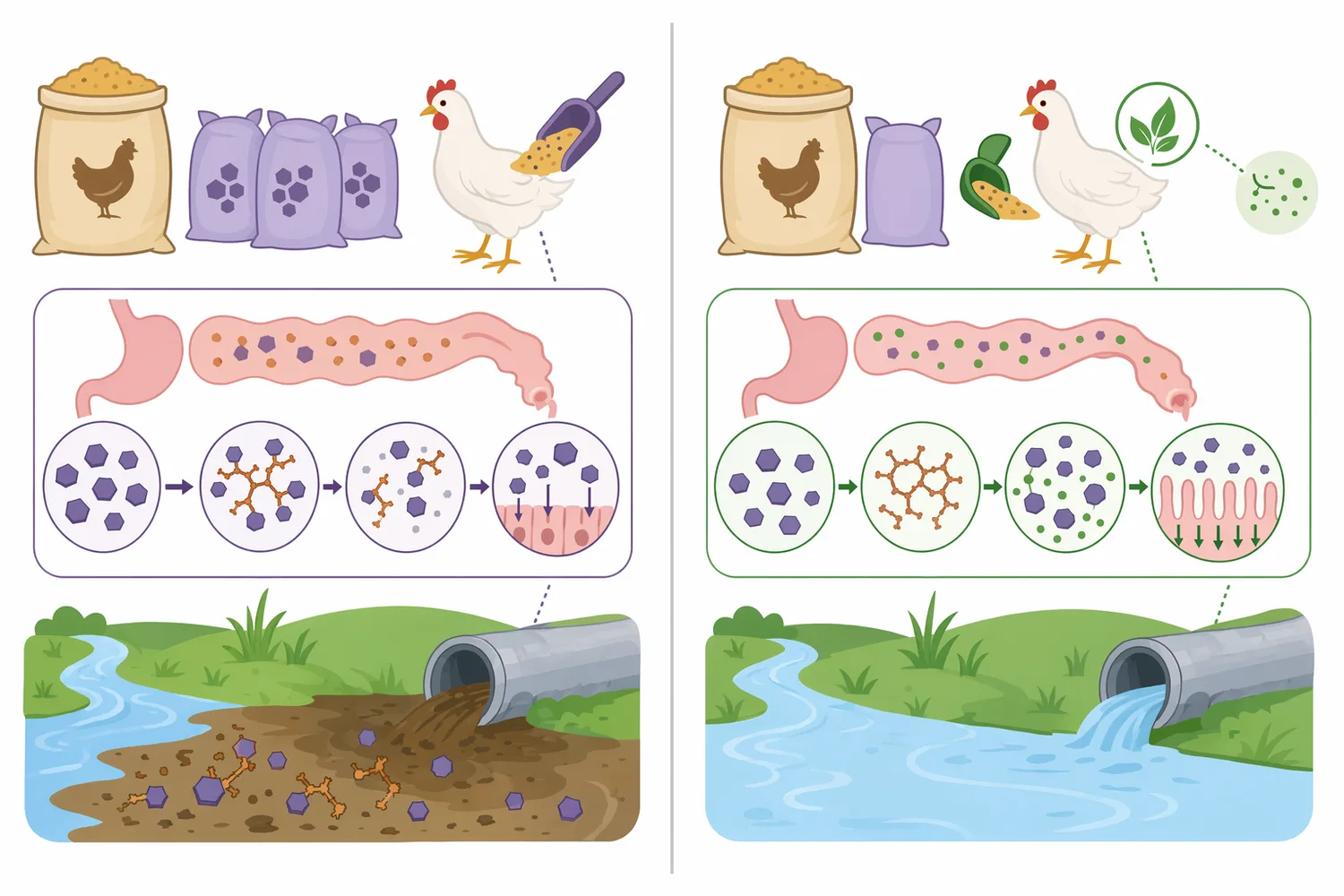 Phytase use is more direct in monogastric animals than in ruminants because rumen microbes can already modify plant phytate before lower-gut digestion.