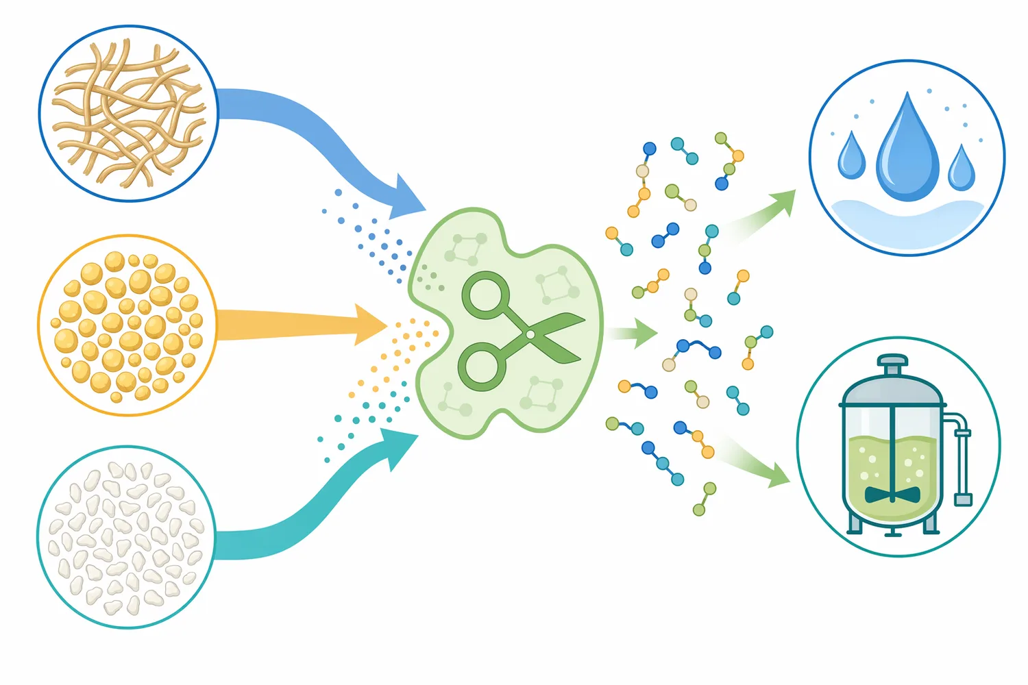The product is positioned as a protease for modifying wheat gluten, corn protein fractions, and rice proteins into more dispersible peptide-containing systems.