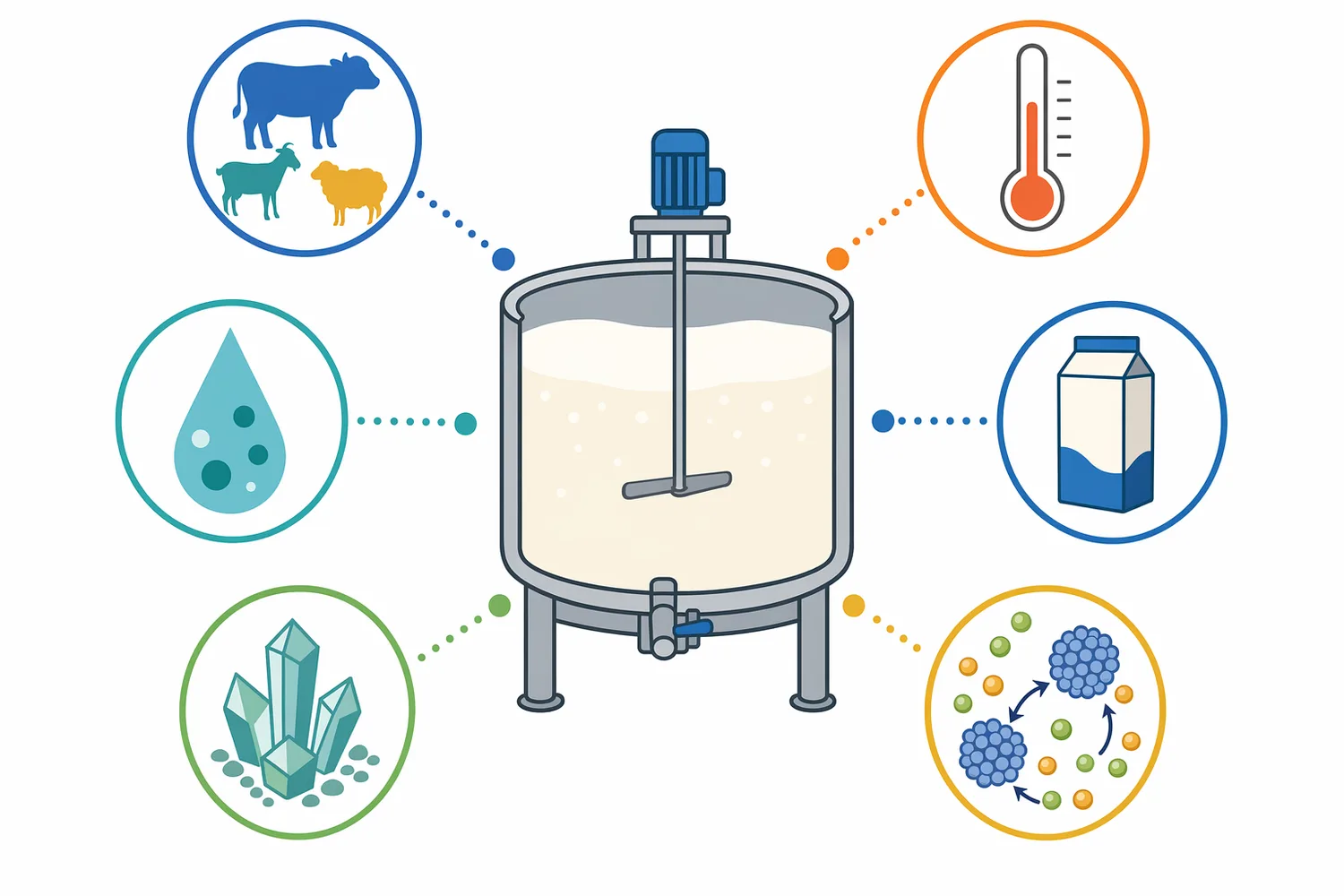 Chymosin performance depends on milk composition, pH, temperature, calcium balance, processing history, and added ingredients.