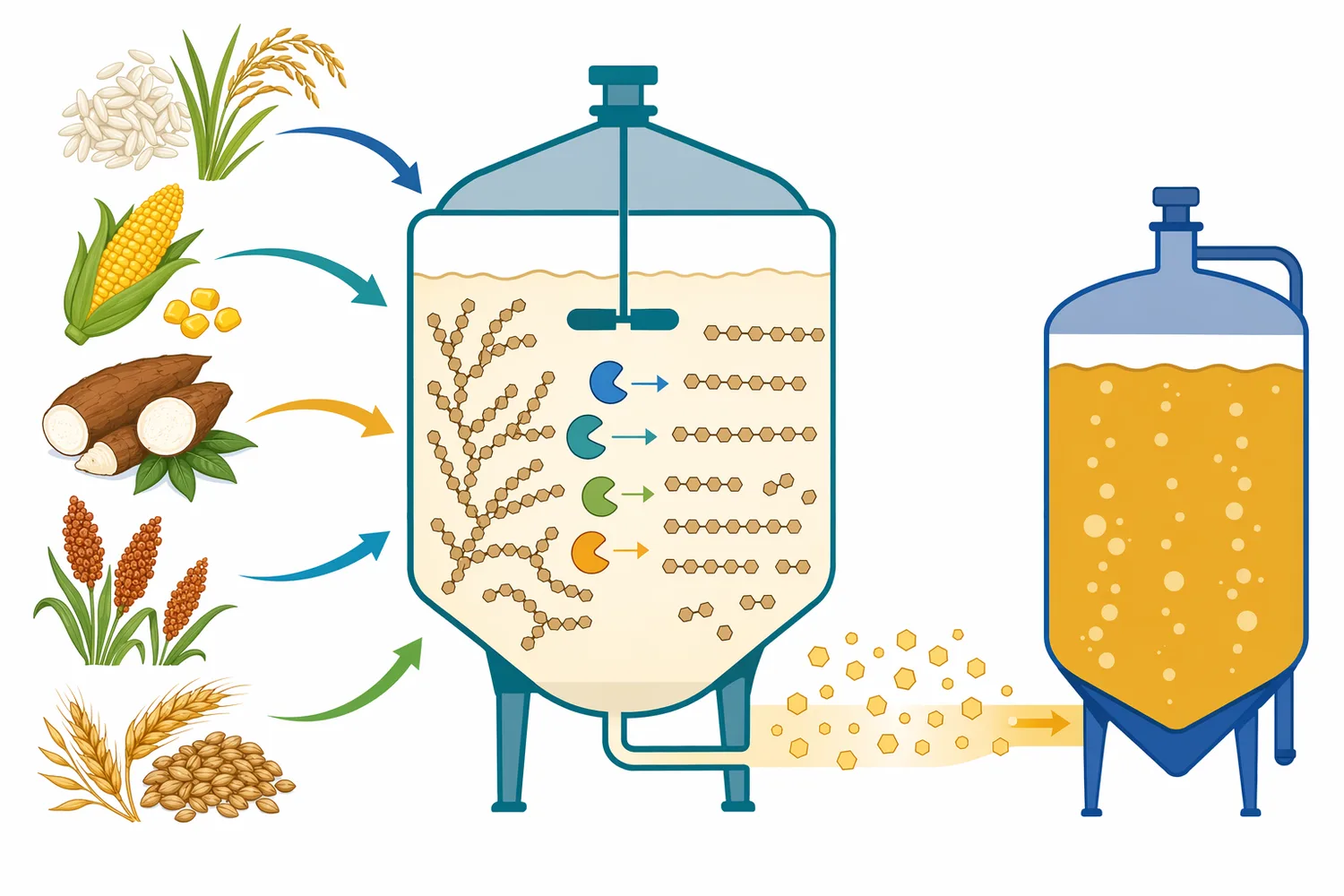 Adjunct-heavy recipes can benefit from deliberate starch-conversion support when non-barley starches contribute branched dextrin fractions.