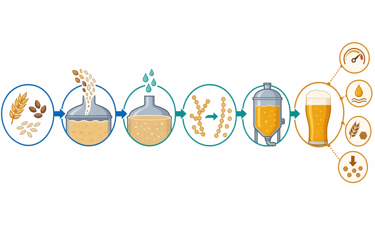 In a coordinated starch-conversion sequence, α-amylase creates dextrins, pullulanase removes branch barriers, and saccharifying enzymes increase fermentable sugar formation.