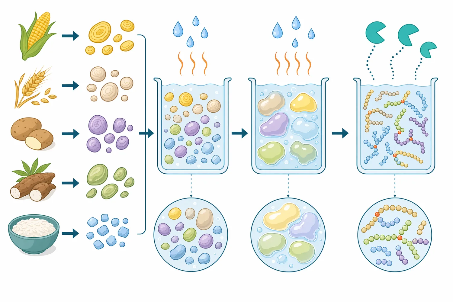 Botanical starch structure and pretreatment affect how accessible α-1,6 branch linkages are to pullulanase.