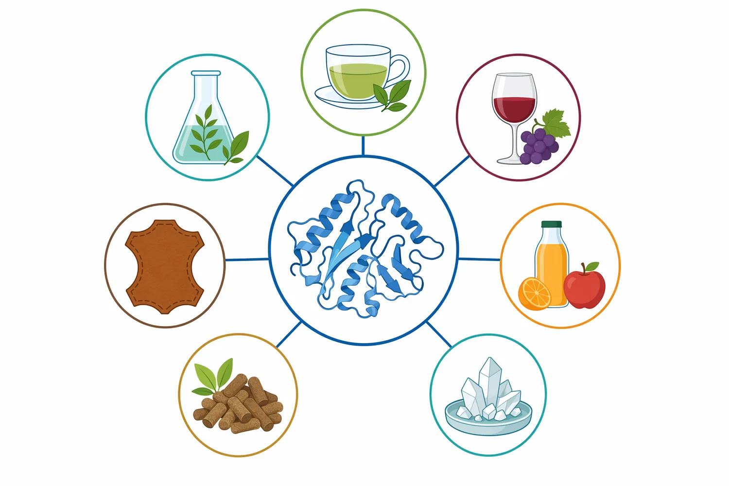 Tannase applications are strongest where hydrolysable tannins or galloylated compounds drive haze, precipitation, astringency, anti-nutritional effects or gallic acid yield.