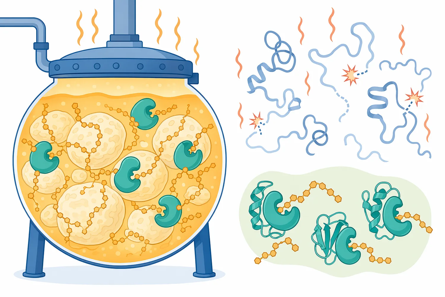 Thermostability allows alpha amylase to retain catalytic structure during hot starch liquefaction when gelatinized starch is most accessible.