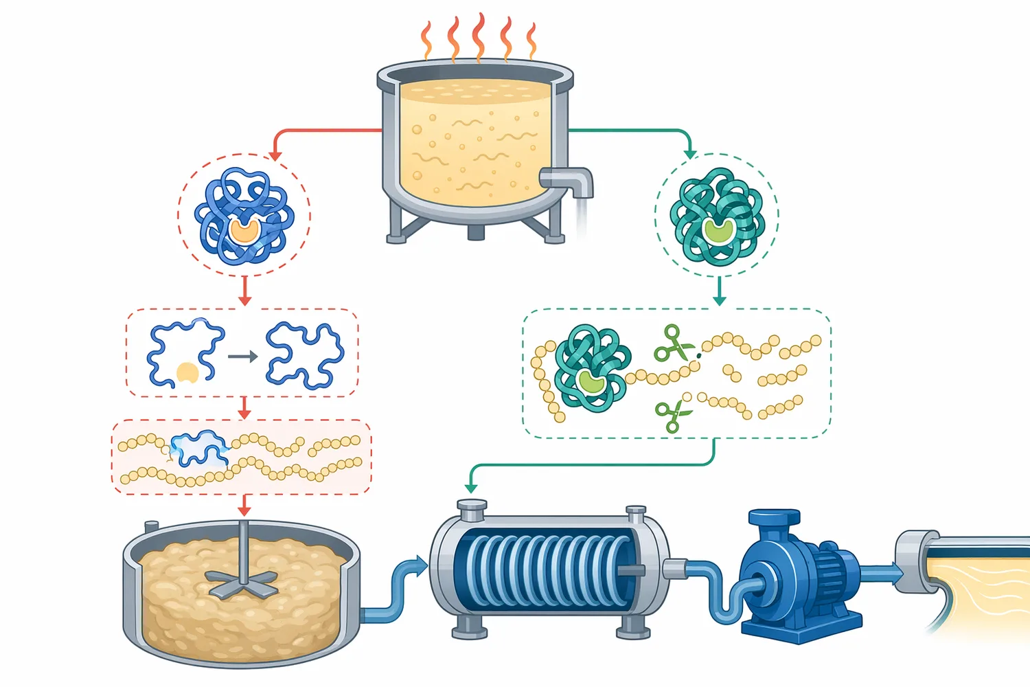 Thermostability helps the enzyme remain catalytically folded during the hot phase when starch is gelatinizing and viscosity control is most needed.