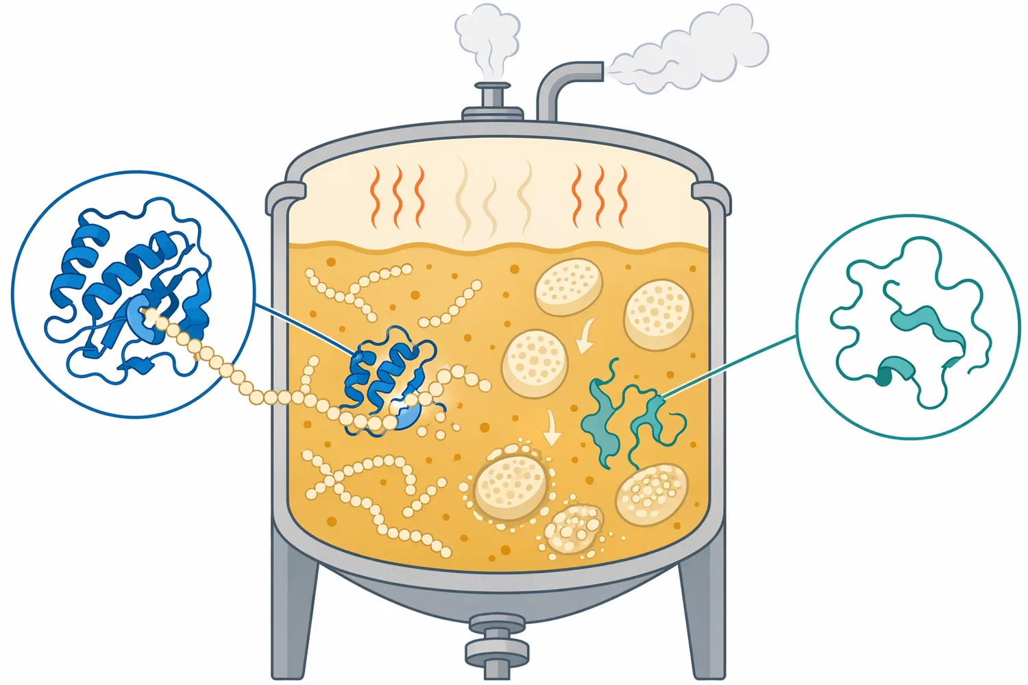 Thermostable alpha amylases retain useful folded structure longer during hot starch-processing conditions.