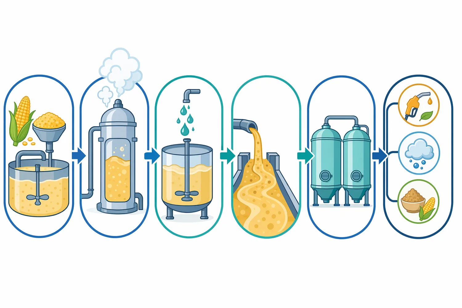 Thermostable alpha-amylase fits early in starch-to-ethanol processing by liquefying cooked starch before saccharification and yeast fermentation.