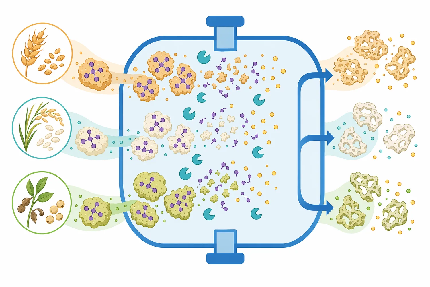 Phytase can be applied to high-phytate brans and plant by-products to reduce intact phytate before or within feed use.