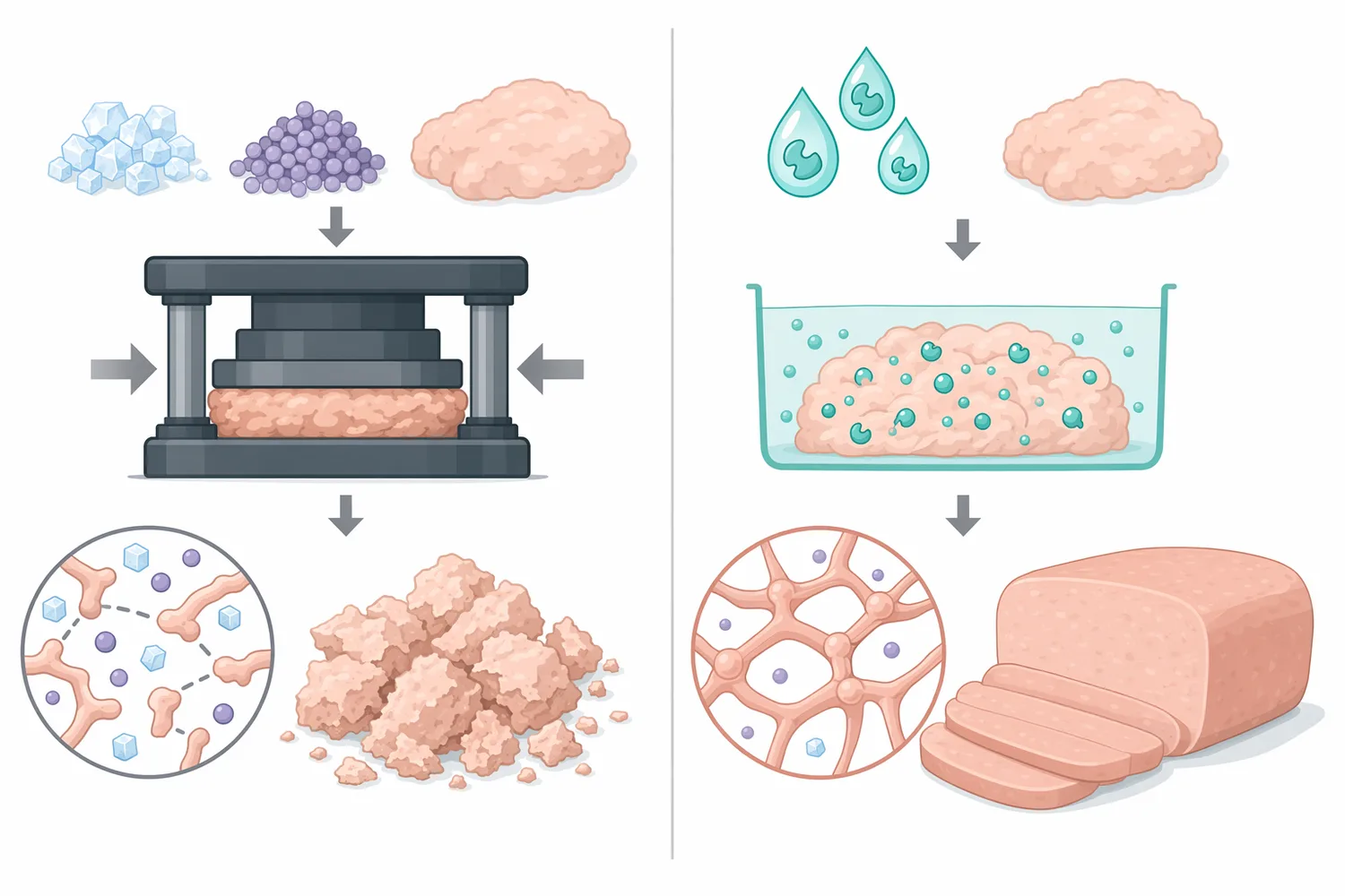 In dairy systems, transglutaminase modifies protein-network connectivity rather than acting as a visible surface adhesive.