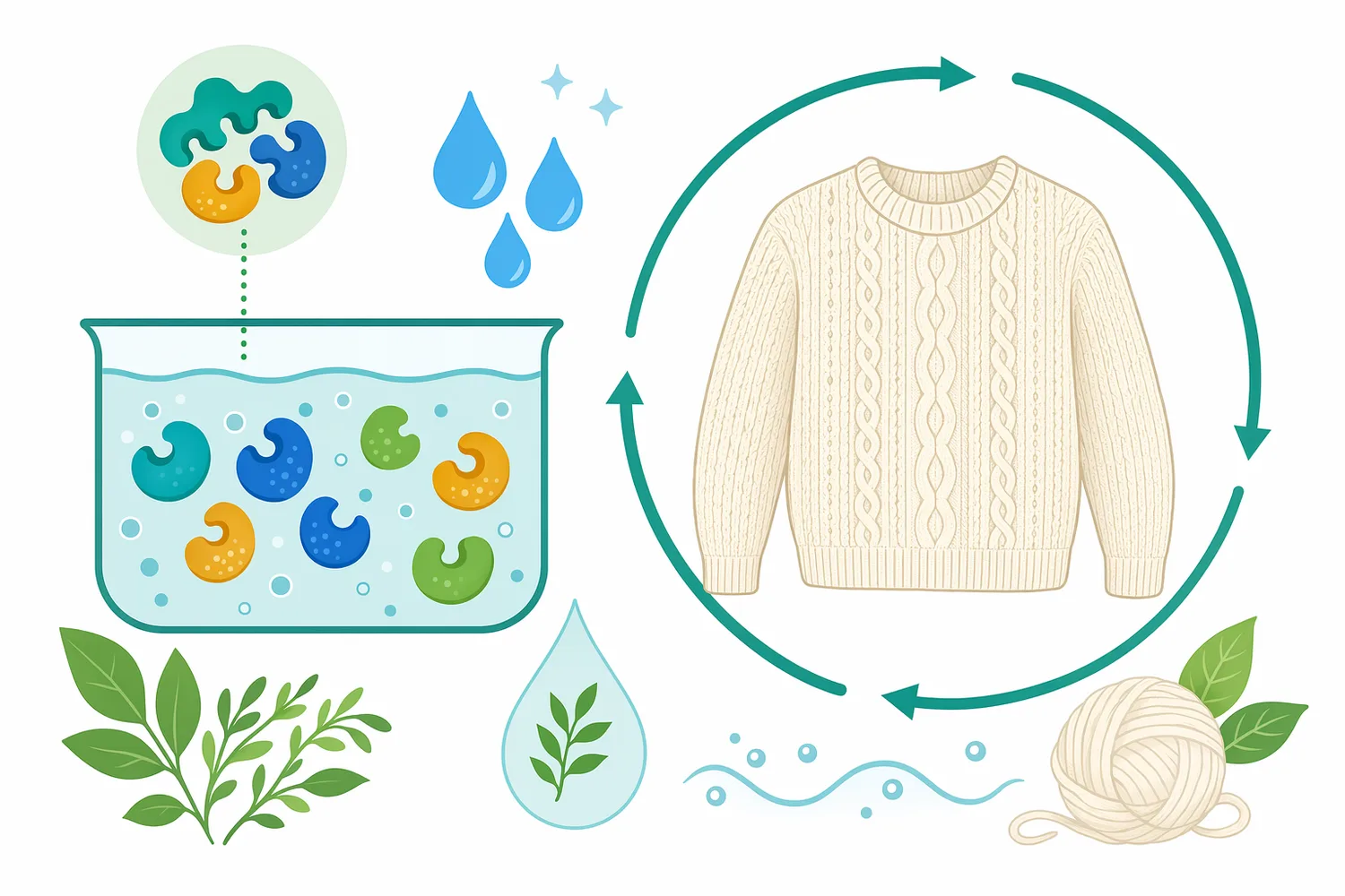 Enzyme-based wool finishing supports lower-impact processing goals and can extend garment life by improving resistance to felting and pilling.