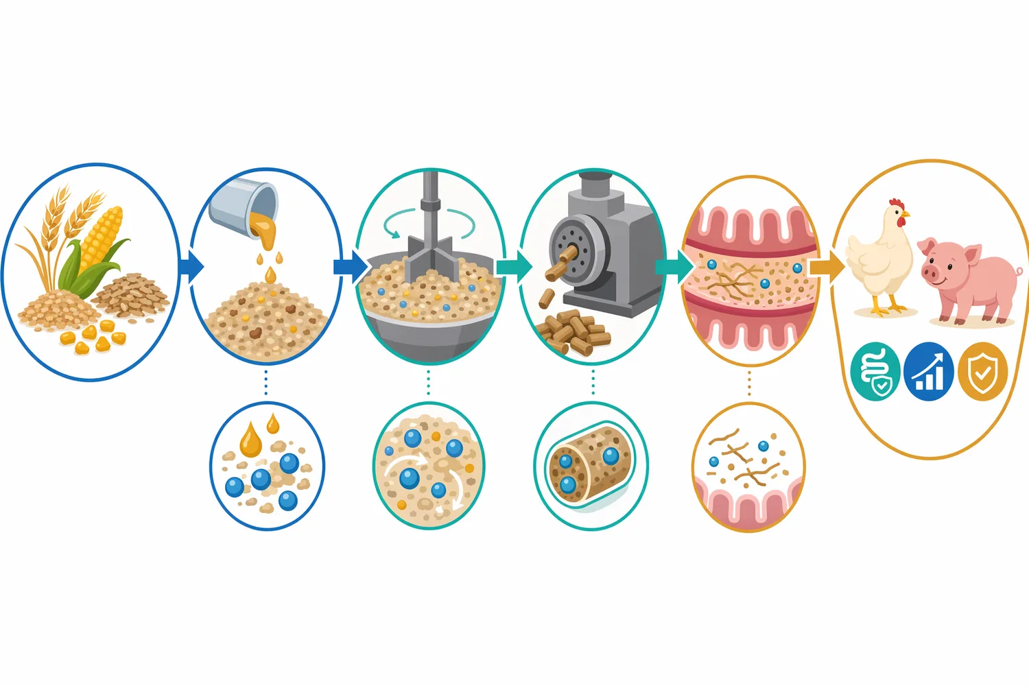 During digestion, xylanase can open cell-wall structures, reduce soluble-fiber viscosity effects, and generate smaller fermentable carbohydrate fragments.