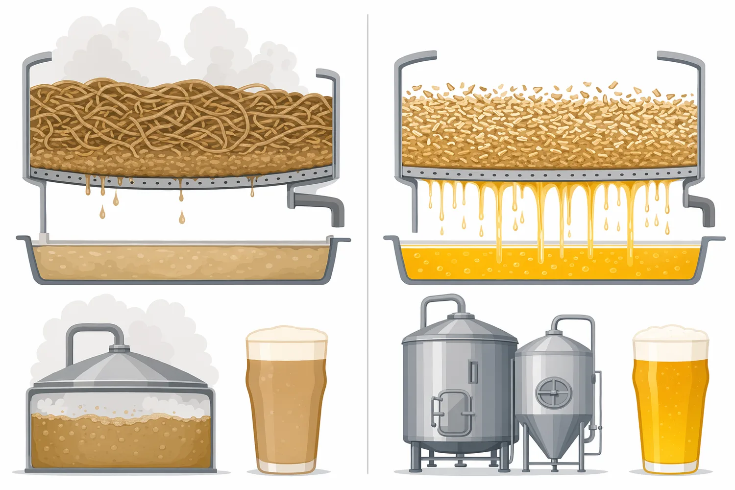 Xylanase, β-glucanase, amylase, and protease address different brewing substrates and therefore solve different process problems.