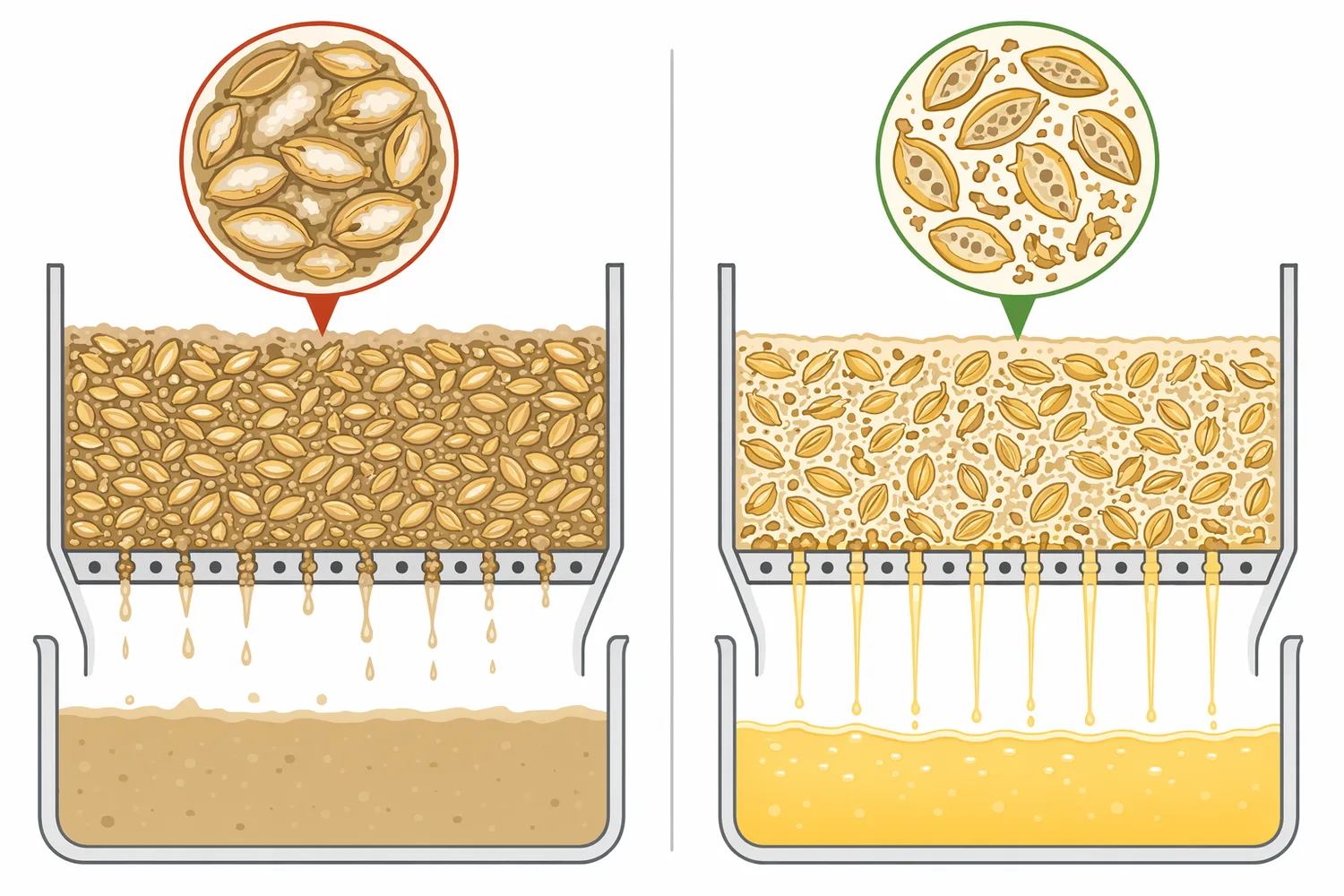 Xylanase, beta-glucanase, amylase, protease, and phytase act on different mash substrates and therefore solve different brewing process problems.