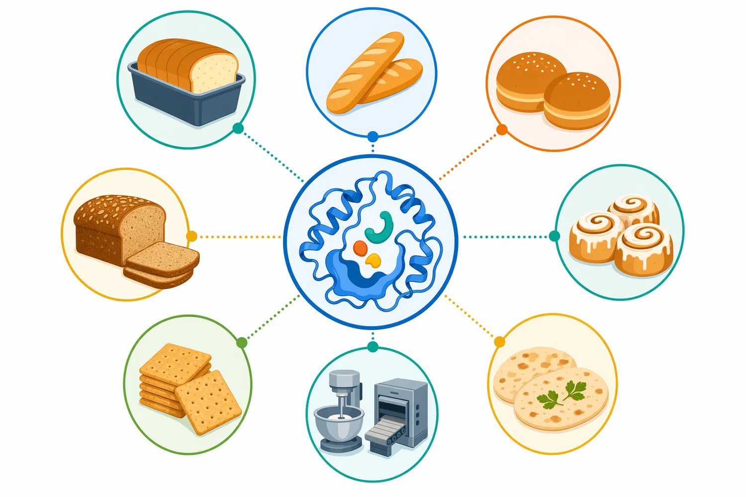 The main bakery outcomes associated with suitable xylanase use are improved handling, gas retention, oven spring, loaf volume, crumb uniformity, and softness.