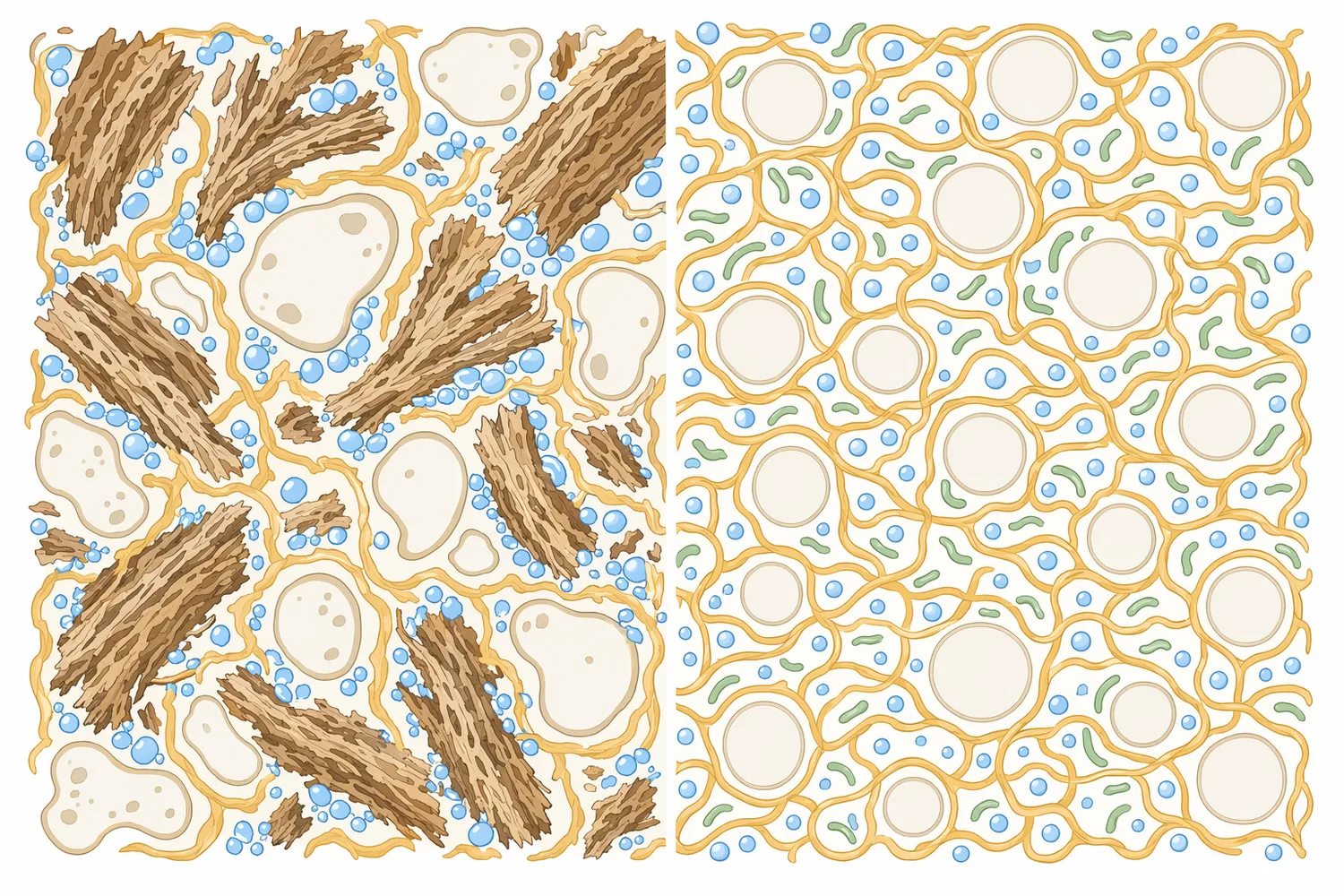 Controlled arabinoxylan modification can redistribute water, reduce fiber disruption, and support a more continuous gas-retaining dough structure.
