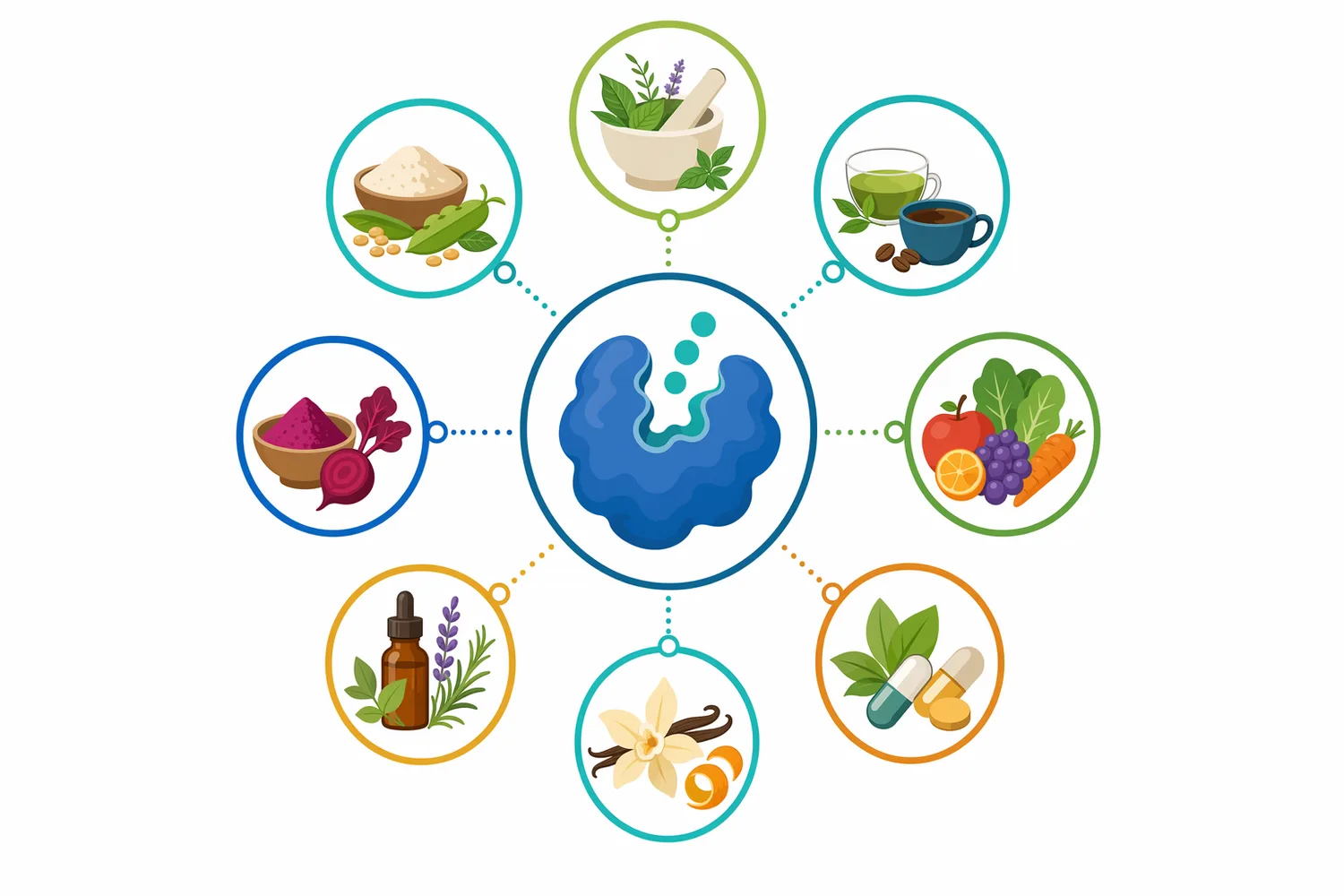 Xylanase is most relevant for fibrous botanicals such as bran, husks, stems, barks, roots, seed coats, fruit residues, grasses, and woody by-products.