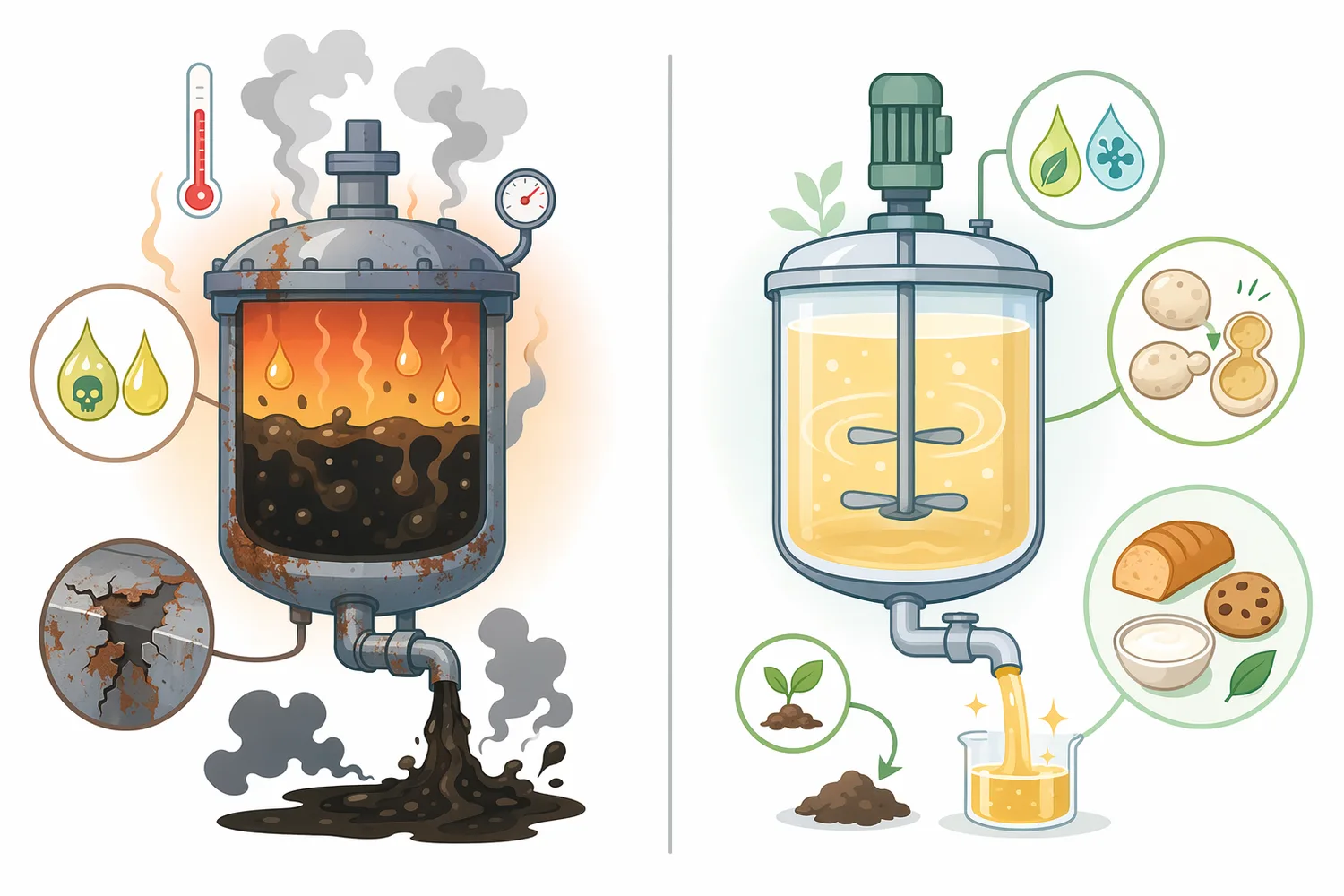 Compared with harsh chemical hydrolysis, enzymatic yeast extraction operates under milder conditions and produces cleaner savory peptide-rich extracts.