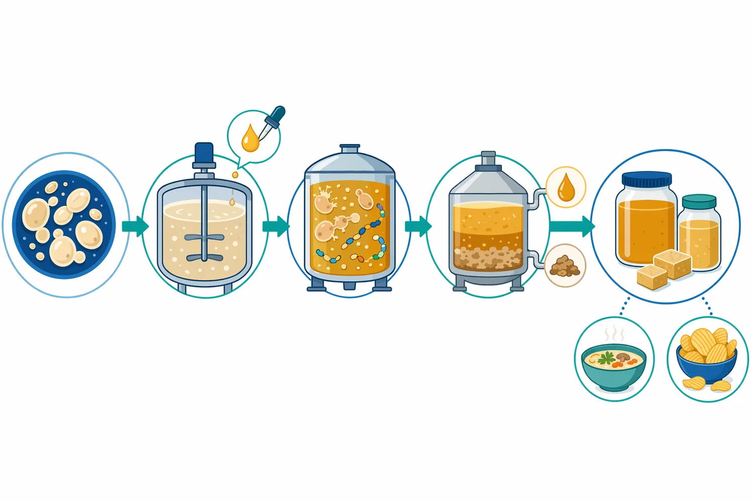 Industrial yeast extraction uses controlled enzymatic hydrolysis followed by separation to produce savory yeast extract for seasonings and foods.