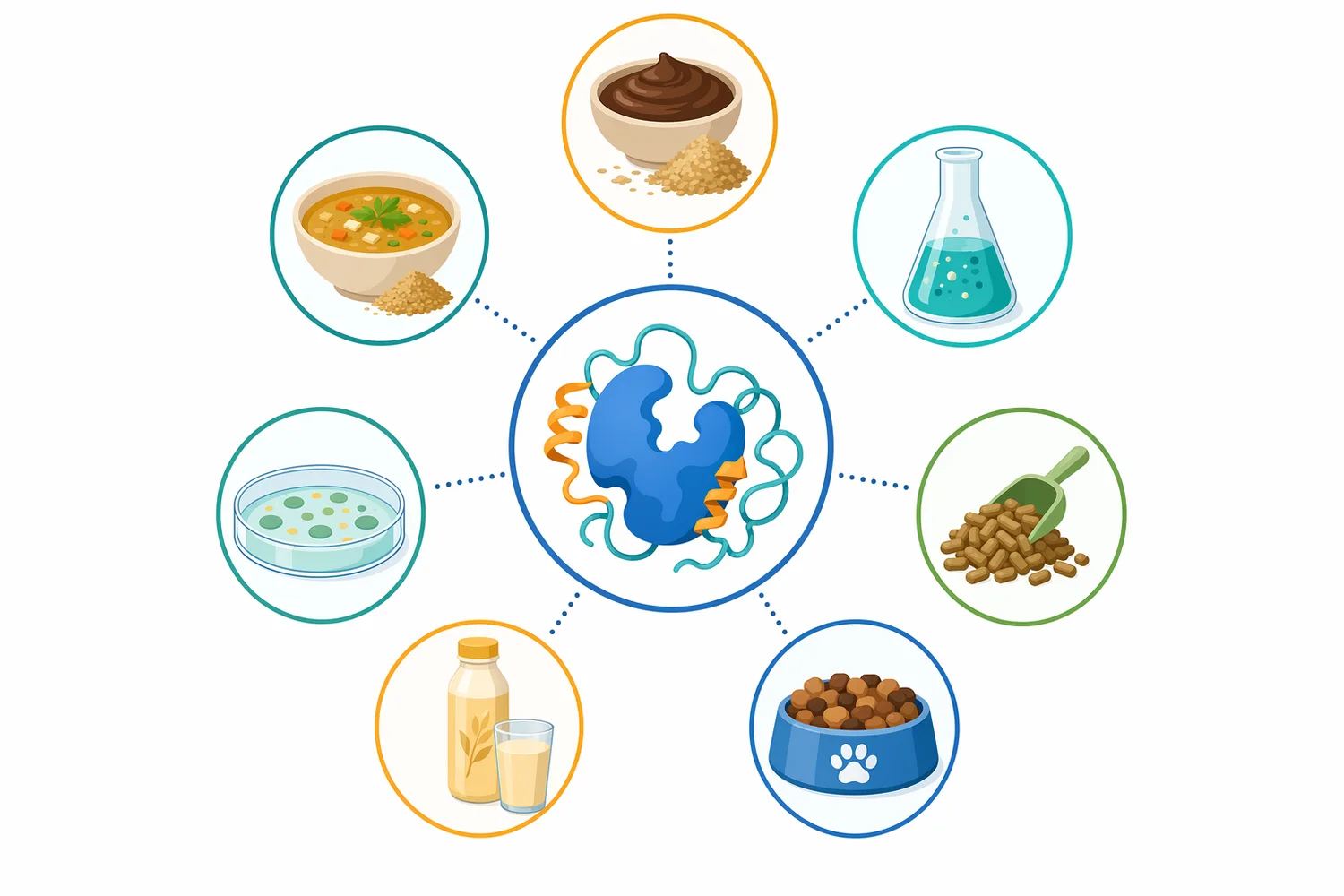 Yeast protein hydrolyzing enzyme is used across spent yeast valorization, yeast extract and savory ingredients, alternative protein fractions, fermentation nutrients, and functional hydrolysates.