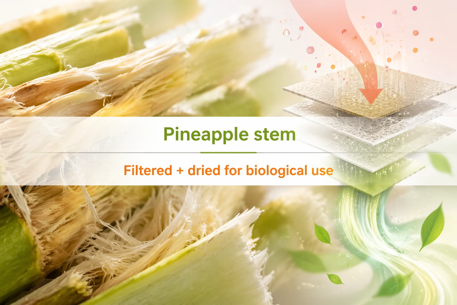 Pineapple stem fiber, the raw material bromelain is extracted from.