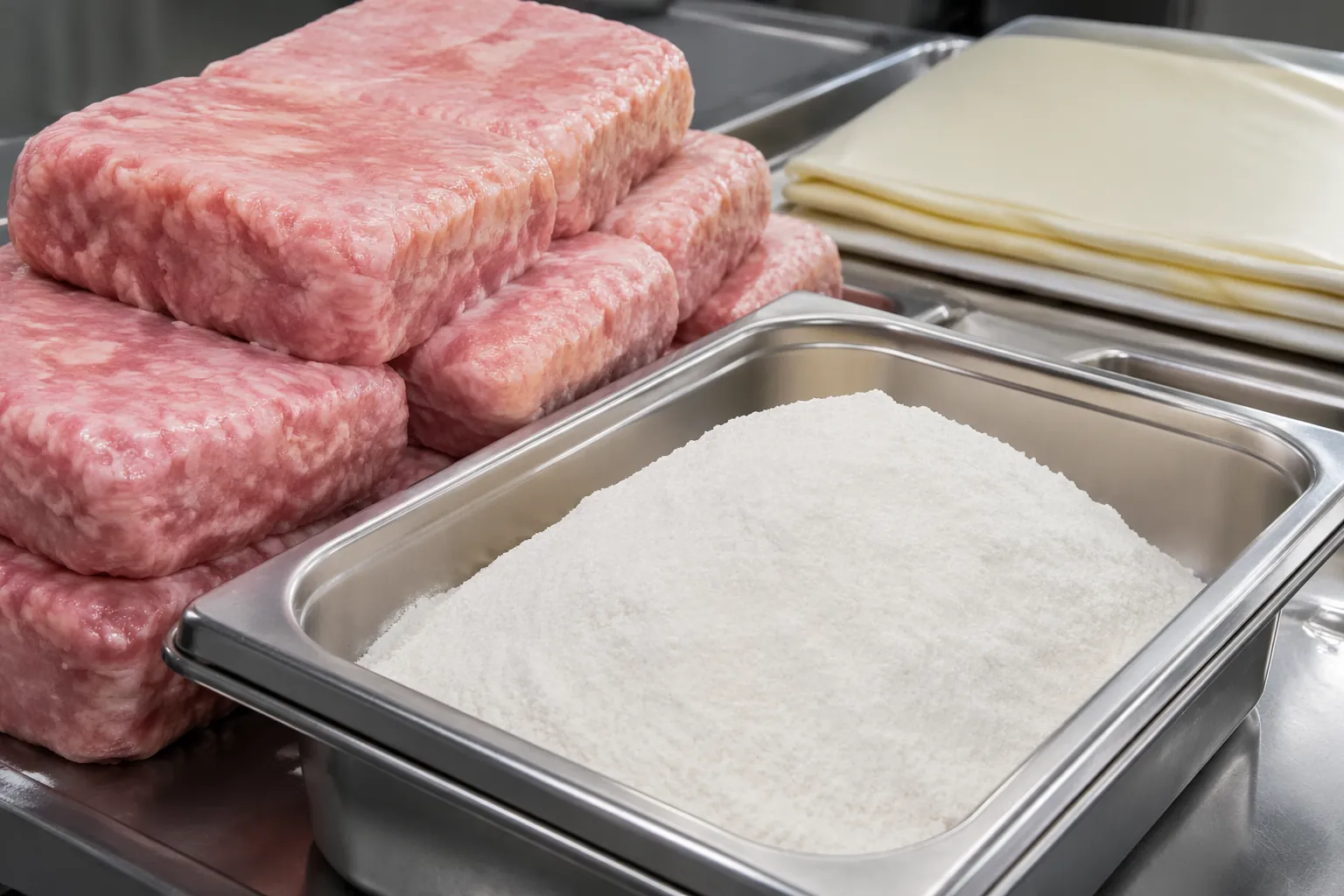 Transglutaminase used in meat and baking.