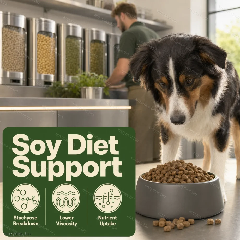 Alfa-galactosidase-enzym voor honden 3 Alfa-galactosidase-enzympoeder voor honden ter ondersteuning van een sojadieet — industrieel enzym in de groothandel door enzymes.bio