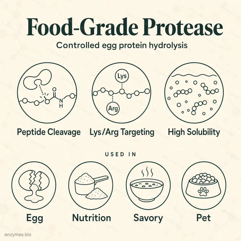 食品级蛋白酶的应用和益处——enzymes.bio制作的信息图